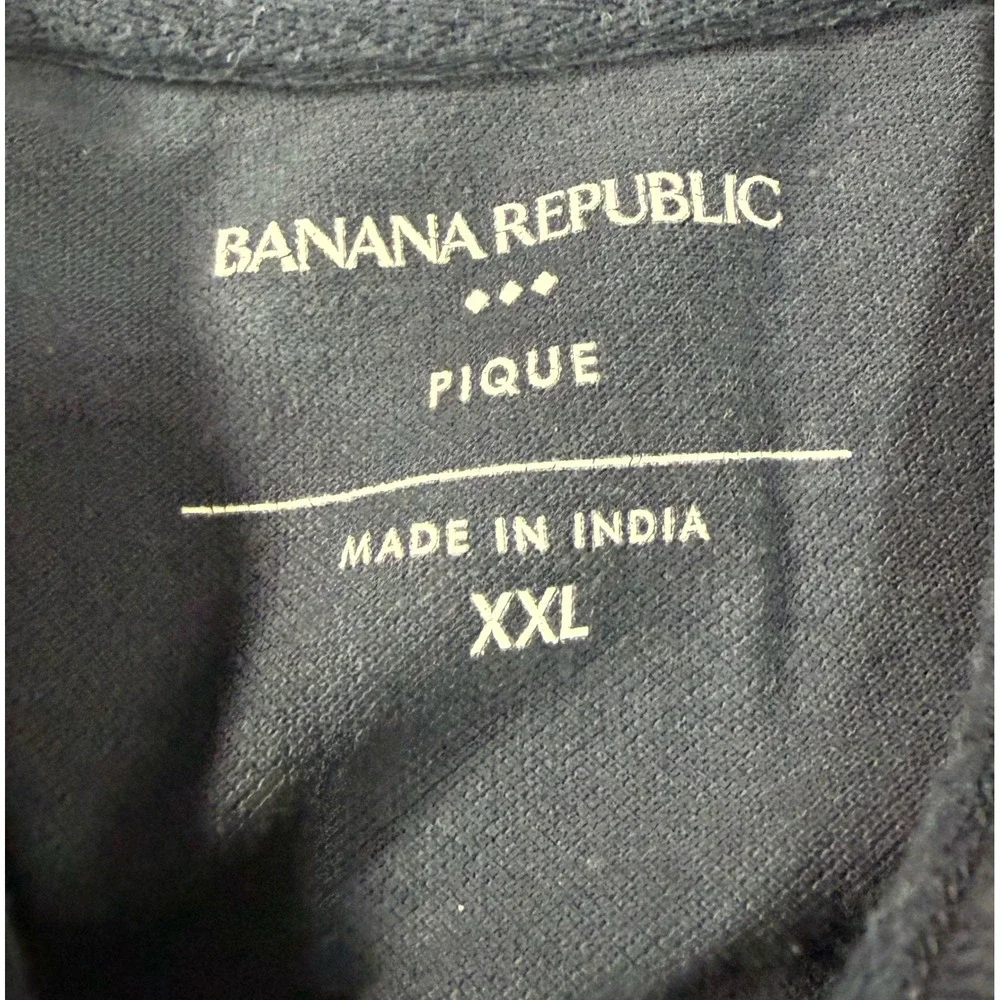 Banana Republic Mens XXL Monogram Pique‎ Polo Shirt Preppy Navy Blue